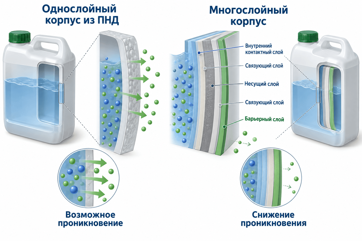 Однослойная и многослойная стенка канистры